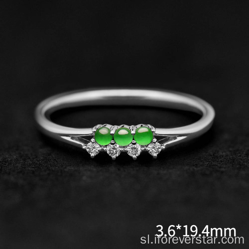 Sončno zelena barva ledeni jadeitski zaročni prstan